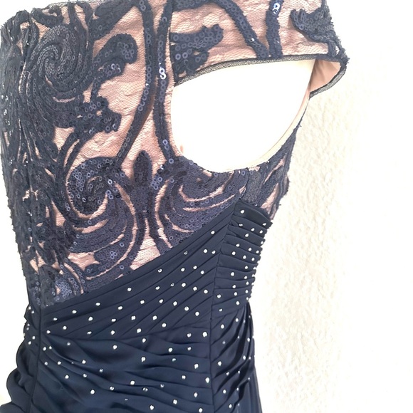 Adrianna Papell Navy Off Shoulder Maxi Dress - Picture 7 of 12